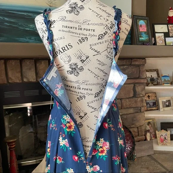 Society + Stitch Summer Dress Sz Large Blue Floral - Picture 11 of 15